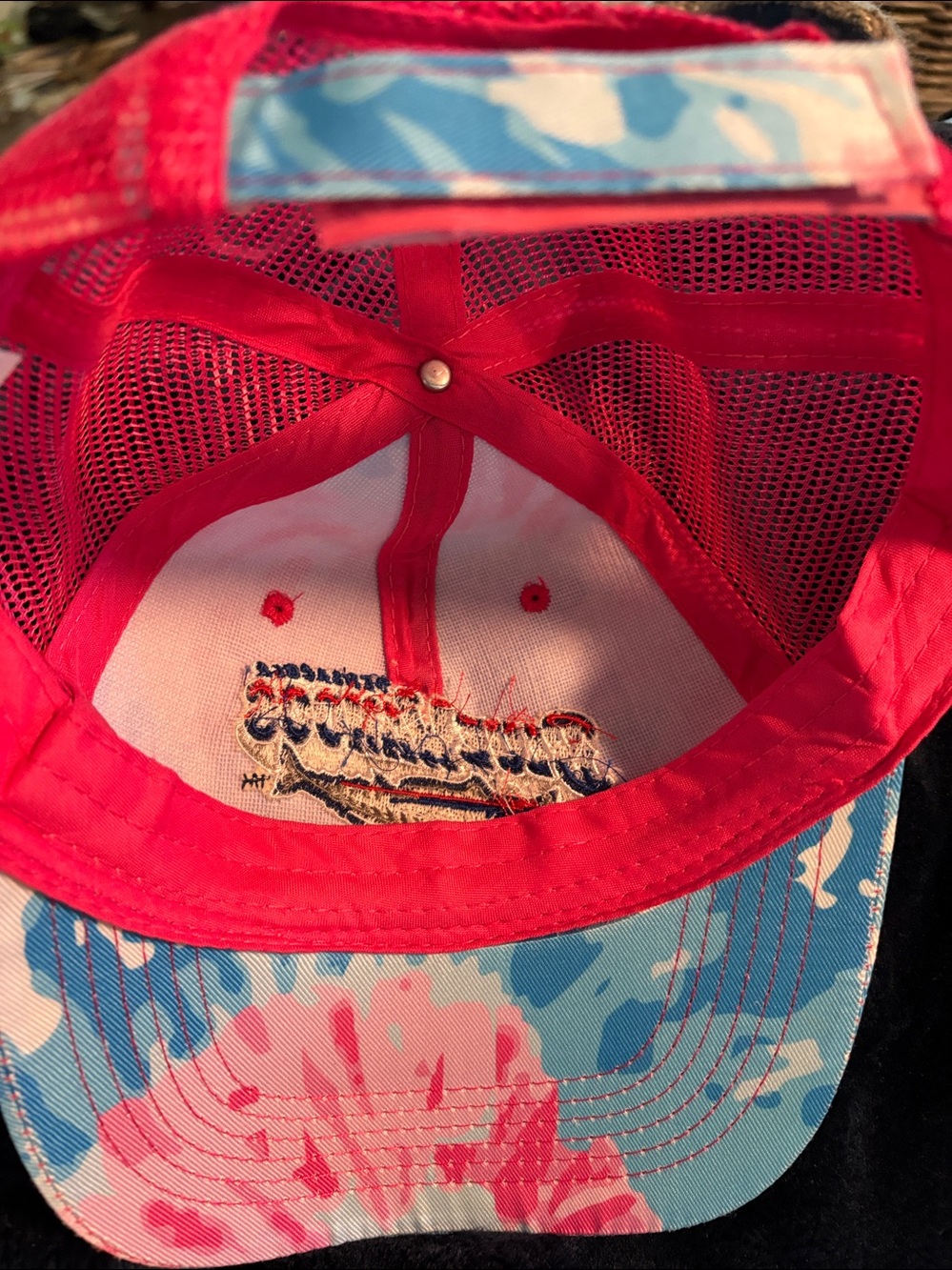 Pink and Light Blue Floral Tie-Dye Trucker Cap - Picture 4 of 6